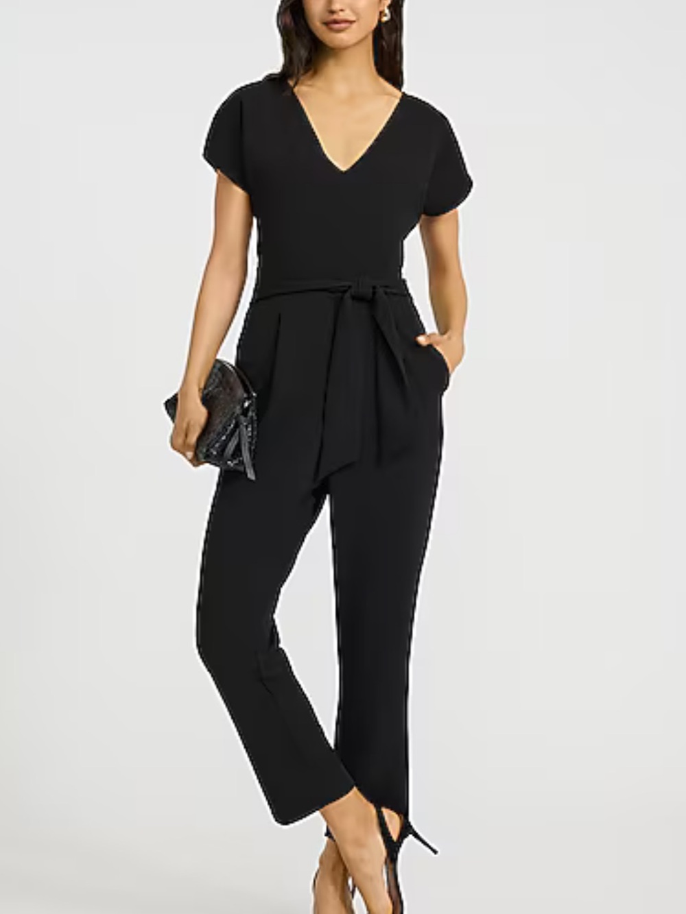 Express Tie Waist Jumpsuit - Black